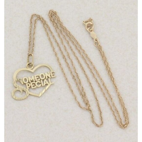 14k Yellow Gold Someone Special Heart Necklace 18" Chain - Picture 8 of 8